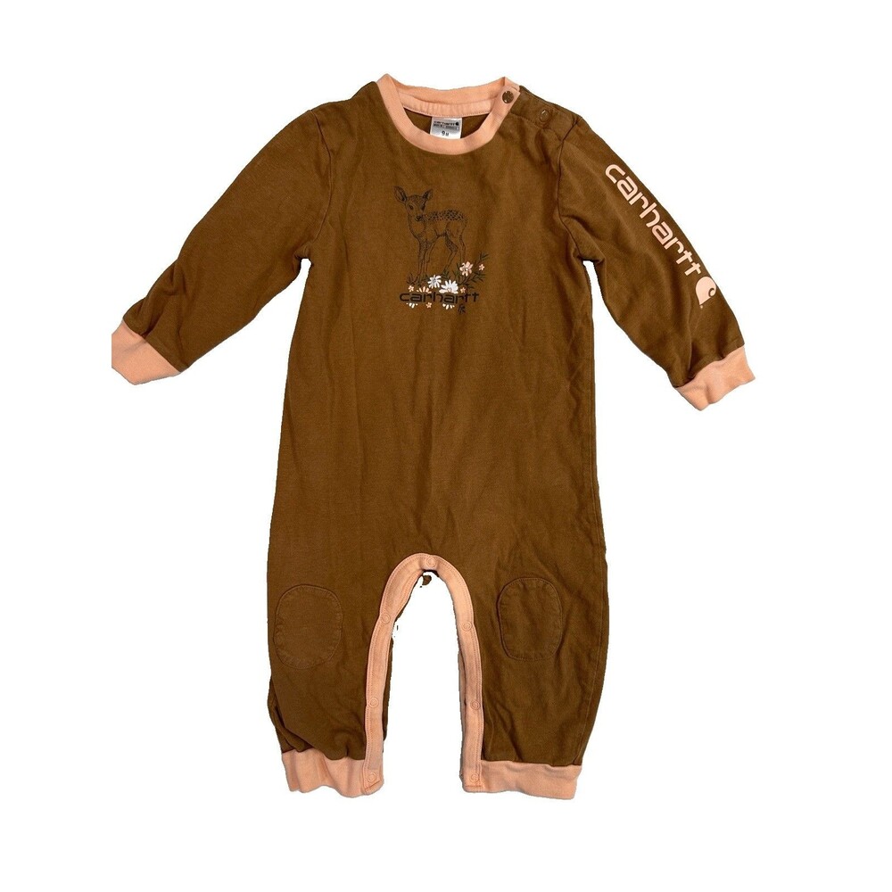 Carhartt 9 Month Deer Bear Eagle Romper Cotton Long Sleeve Girl